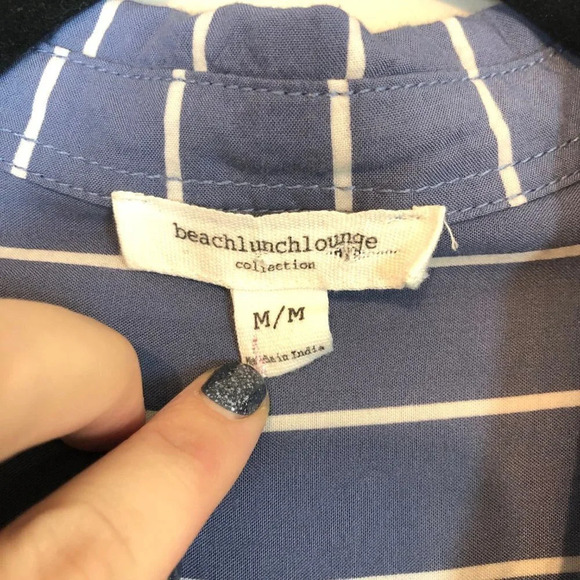 BeachLunchLounge | Striped Button Down Blue Medium - Picture 2 of 5